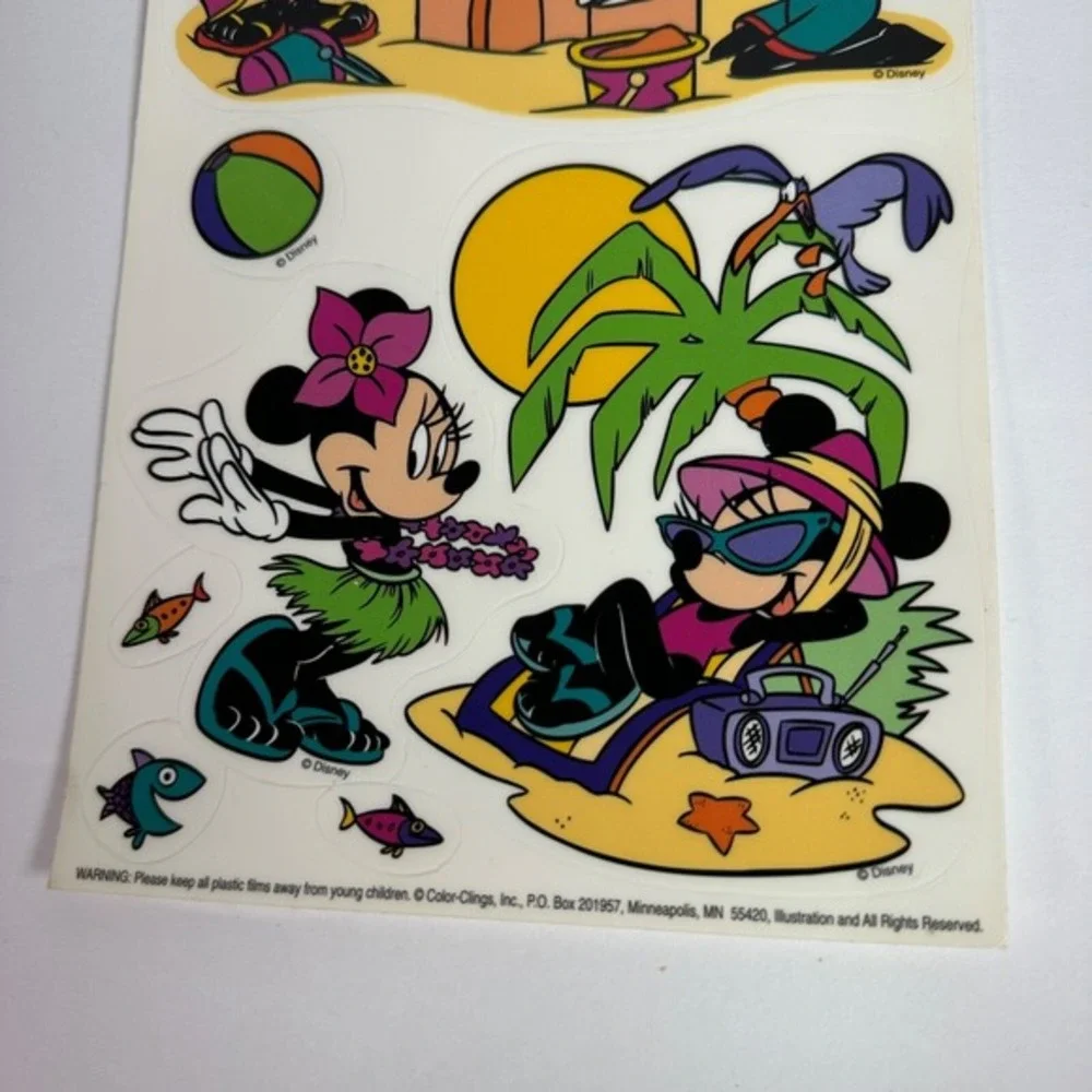 Vtg‎ Color Cling Disney Mickey's Stuff Static Window Decals MICKEY 90s beach